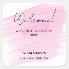 Eleganter Gold Glitzer Line Minimale Hochzeit Will Quadratischer Aufkleber