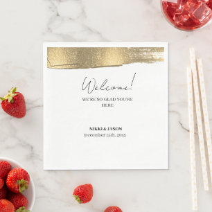 Eleganter Gold Glitzer Line Minimale Hochzeit Will Serviette