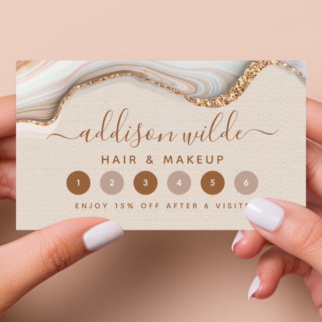 Eleganter Gold Glitzer Marble Agate Moderner Chic Treuekarte (Von Creator hochgeladen)