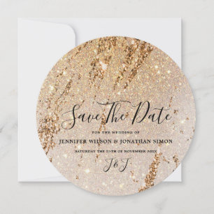Eleganter Gold Glitzer Moderner Luxus Save The Date
