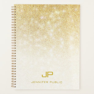 Eleganter Gold Glitzer Moderner Mit Monogramm Name Planer