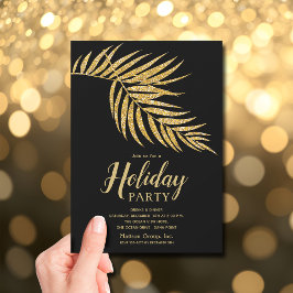 Eleganter Gold Glitzer Palm Weihnachten Einladung