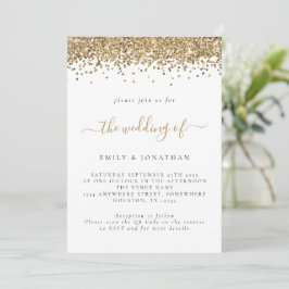 Eleganter Gold Glitzer QR Code Hochzeit Einladung