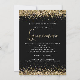 Eleganter Gold Glitzer Quinceañera 15. Party Schwa Einladung