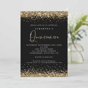 Eleganter Gold Glitzer Quinceañera 15. Party Schwa Einladung