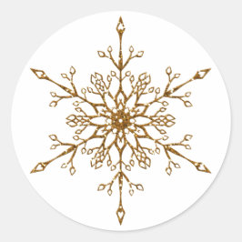 Eleganter Gold Glitzer Snowflake Weihnachten Runder Aufkleber