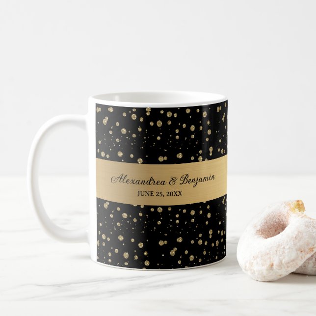 Eleganter Gold Glitzer Sparkle Wedding Personalize Kaffeetasse (Mit Donut)