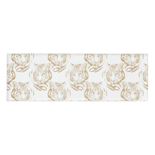 Eleganter Gold Glitzer Tiger Print White Design Namenschild