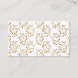 Eleganter Gold Glitzer Tiger Print White Design Visitenkarte