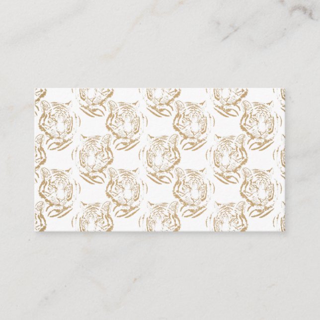 Eleganter Gold Glitzer Tiger Print White Design Visitenkarte (Vorderseite)