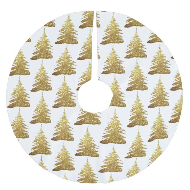 Eleganter Gold Glitzer Trees Weihnachtsbaum Rock Polyester Weihnachtsbaumdecke (Vorderseite)