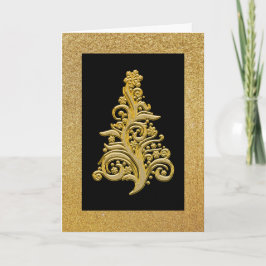 Eleganter Gold Glitzer und Black Christmas Card Feiertagskarte