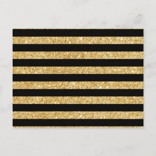 Eleganter Gold-Glitzer und Schwarzes Stripmuster Postkarte