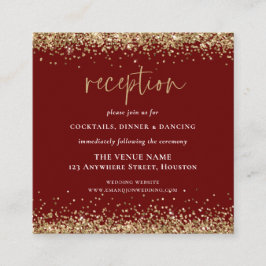Eleganter Gold Glitzer Wedding Reception Burgundy Begleitkarte
