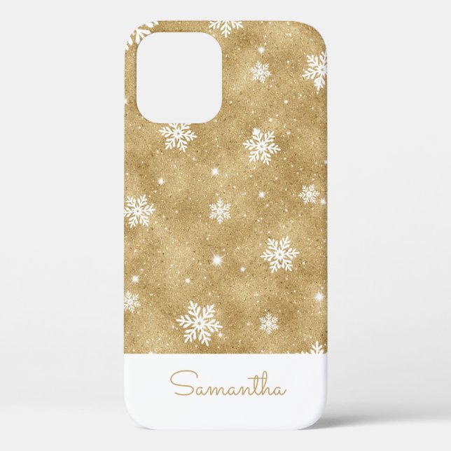 Eleganter Gold Glitzer Weihnachten Snowflake Muste Case-Mate iPhone Hülle (Rückseite)