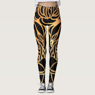 Eleganter Gold Glitzer Zebra Black Animal Print Leggings