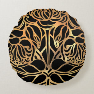 Eleganter Gold Glitzer Zebra Black Animal Print  Rundes Kissen