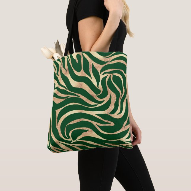 Eleganter Gold Glitzer Zebra Green Animal Print (Von Nahem)