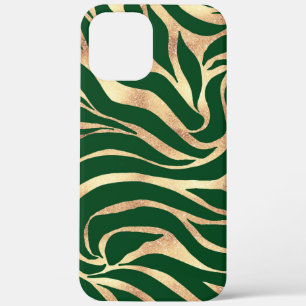 Eleganter Gold Glitzer Zebra Green Animal Print Case-Mate iPhone Hülle