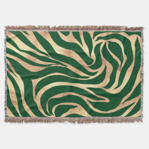 Eleganter Gold Glitzer Zebra Green Animal Print Decke