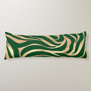 Eleganter Gold Glitzer Zebra Green Animal Print Seitenschläferkissen