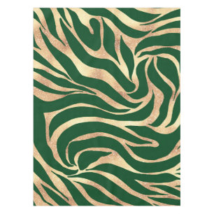 Eleganter Gold Glitzer Zebra Green Animal Print Tischdecke