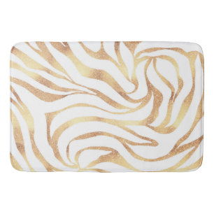 Eleganter Gold Glitzer Zebra White Animal Print Badematte