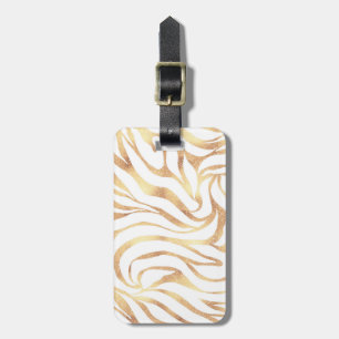 Eleganter Gold Glitzer Zebra White Animal Print Gepäckanhänger