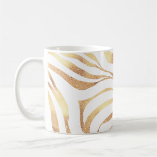 Eleganter Gold Glitzer Zebra White Animal Print Kaffeetasse
