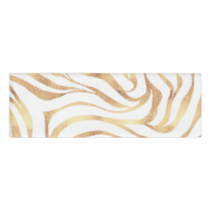 Eleganter Gold Glitzer Zebra White Animal Print Namenschild