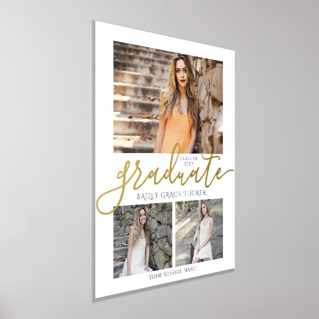 Eleganter Gold Graduate Collage Abschluss Keepake Foliendrucke (Ablage )