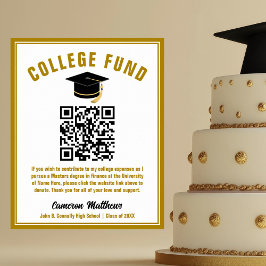 Eleganter Gold Graduate Uni Fund QR Code Poster