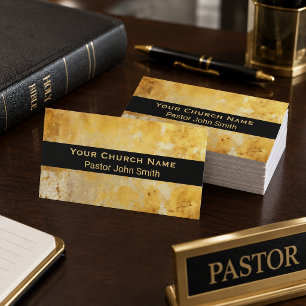 Eleganter Gold-Grunge-Kirchenpastor QR-Code Visitenkarte