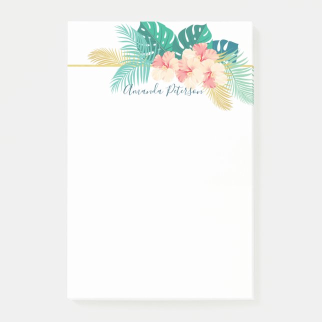Eleganter Gold Hawaiian Hibiskus Post-It-Notes Post-it Klebezettel (Vorderseite)