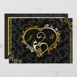 Eleganter Gold Heart Monogram Junggeselinnen-Absch Einladung