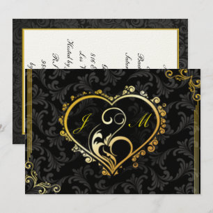 Eleganter Gold Heart Monogram Junggeselinnen-Absch Einladung