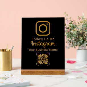 Eleganter Gold Instagram Geschäft QR-Code Acrylschild