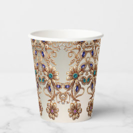 Eleganter Gold Jewel Blume Paper Cup Pappbecher