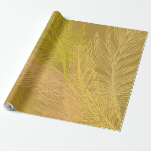 Eleganter Gold Leaf Olivenöl Hintergrund Geschenkpapier
