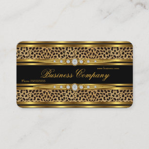 Eleganter Gold Leopard Schwarz Faux Diamant Visitenkarte