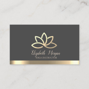 Eleganter Gold Lotus Gold Stripe Yoga Instructor Visitenkarte