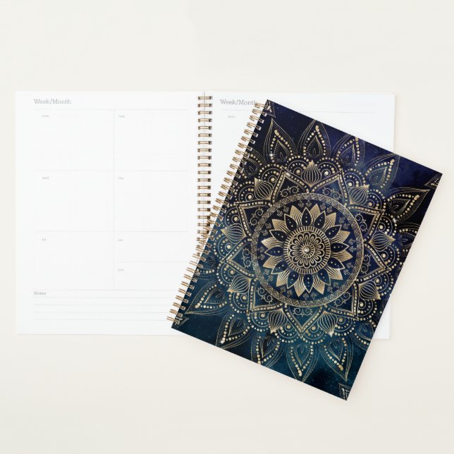 Eleganter Gold-Mandala Blaue Galaxie Planer (Anzeige)