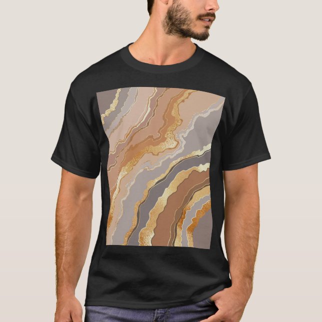 Eleganter Gold Marmor: Stilisierter Hintergrund. T-Shirt (Vorderseite)