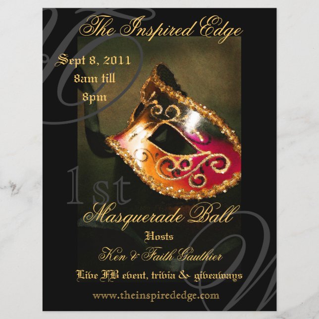 Eleganter Gold Masquerade Ball Party Event Flyer (Vorne)