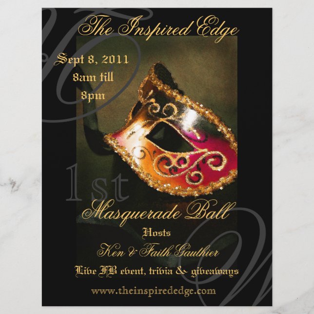 Eleganter Gold Masquerade Ball Party Event Flyer (Vorne)