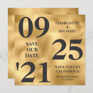 Eleganter Gold-Metallic-Shimmer Save the Date mode Einladung