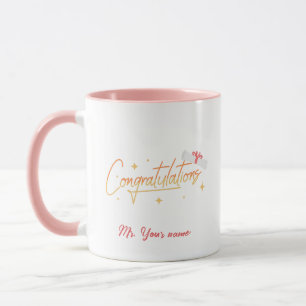 Eleganter Gold Minimal Abschluss School Rosa Name Tasse