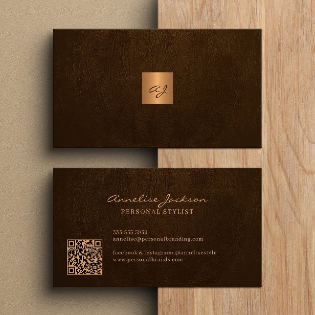 Eleganter Gold mit Monogramm, moderner QR-Code Visitenkarte (Von Creator hochgeladen)