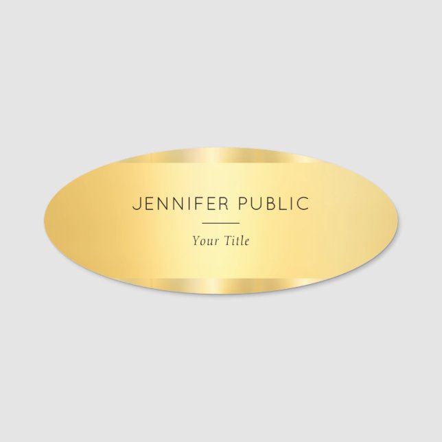 Eleganter Gold Moderner Glam Template Mitarbeiter Namensschild (Vorderseite)