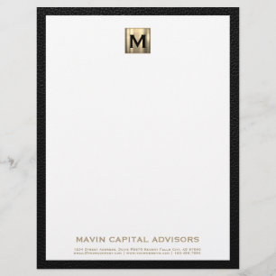 Eleganter Gold Monogram Business Letterhead Briefbogen